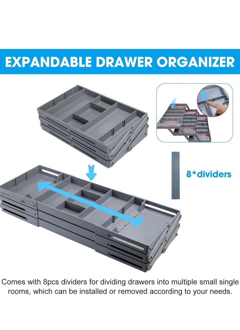 XiuWoo - 3 Tier Extra Large Space Expandable Adjustable Cutlery Drawer Organizer, Scalable Utensil Kinfe Trayanna, Silverware and Flatware Holder, Closet Cutlery Tray for Spoons Forks Knives - Image 1