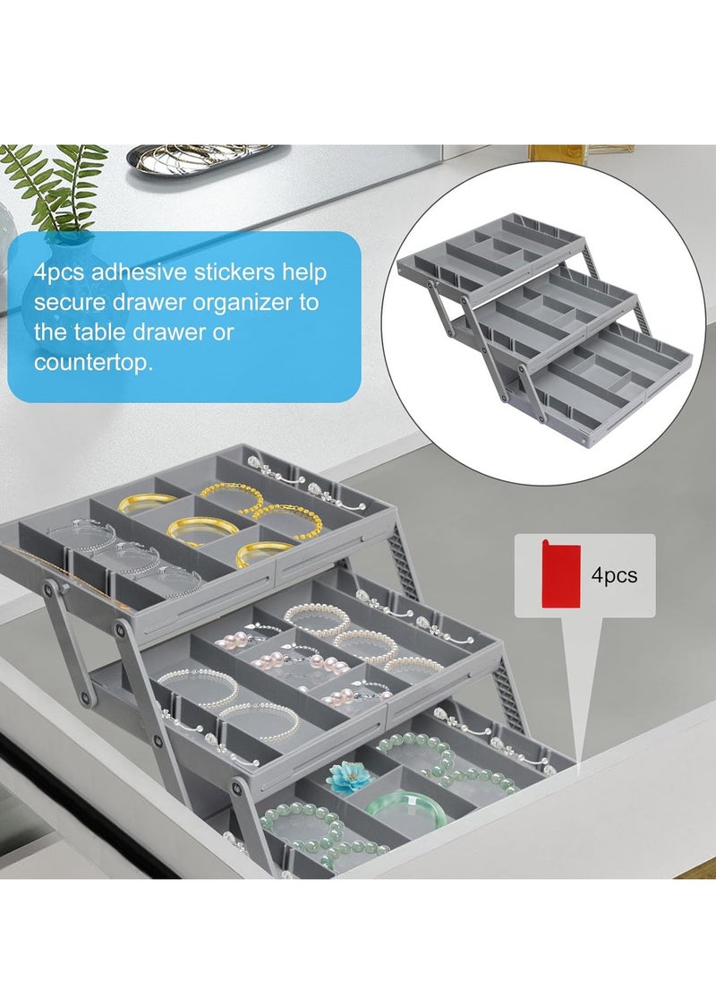 XiuWoo - 3 Tier Extra Large Space Expandable Adjustable Cutlery Drawer Organizer, Scalable Utensil Kinfe Trayanna, Silverware and Flatware Holder, Closet Cutlery Tray for Spoons Forks Knives - Image 1