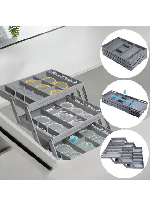 3 Tier Extra Large Space Expandable Adjustable Cutlery Drawer Organizer, Scalable Utensil Kinfe Trayanna, Silverware and Flatware Holder, Closet Cutlery Tray for Spoons Forks Knives