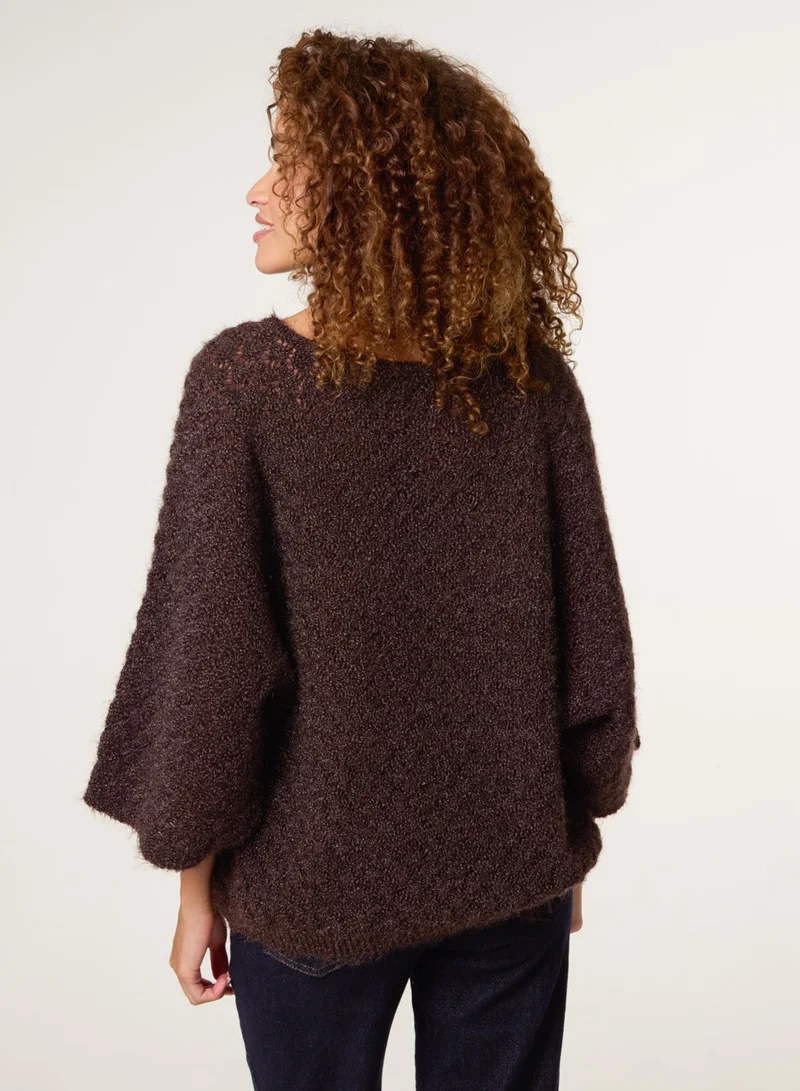 Blue Vanilla Pointelle Knit Batwing Jumper