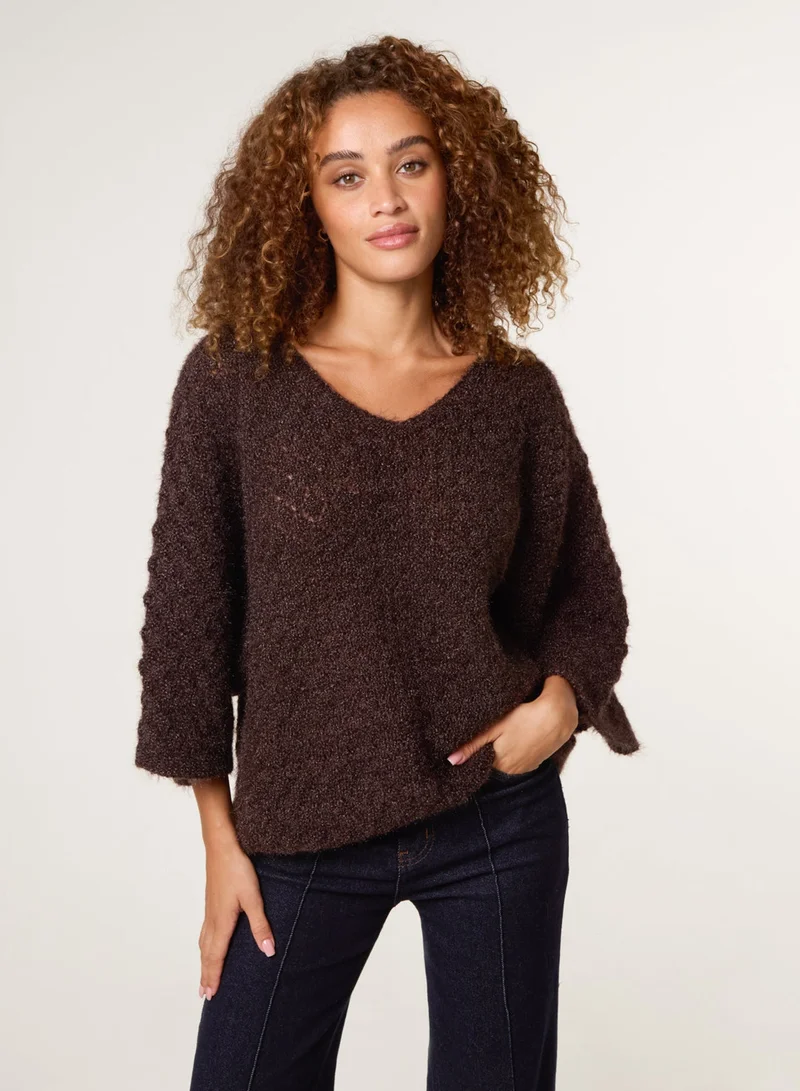 Blue Vanilla Pointelle Knit Batwing Jumper