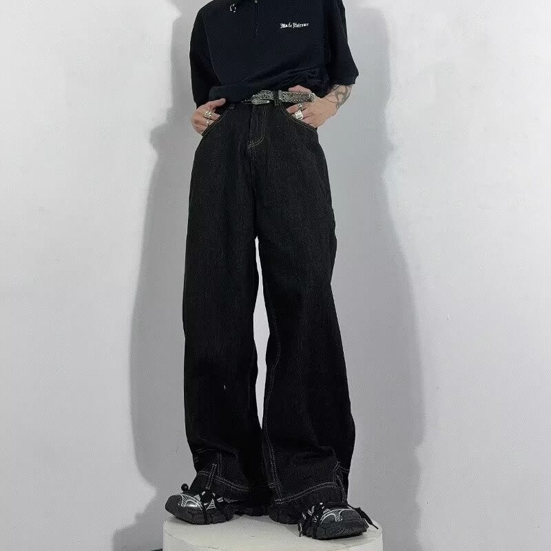 American Style Fashion Brand Flip Jeans Boys 2024 Summer Fashion Niche Design Sense Loose Casual Straight Pants - Image 4
