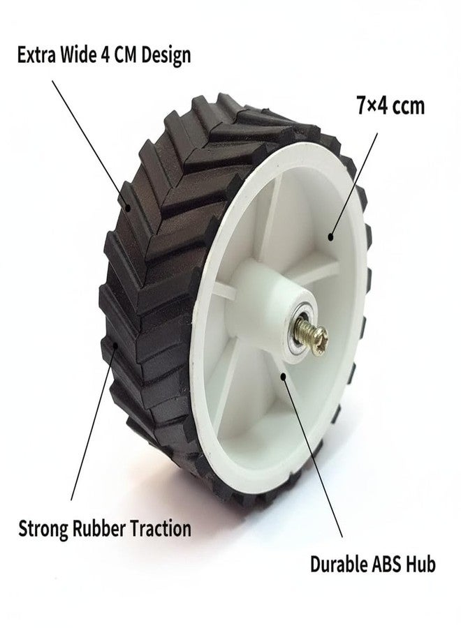 QBM 7×4 CM Gear Motor Wheel - 70mm Diameter Heavy-Duty Rubber Tire with ABS Hub for Robotics Car, DC Gear Motor & DIY STEM Projects, (pack of 4) - Image 2
