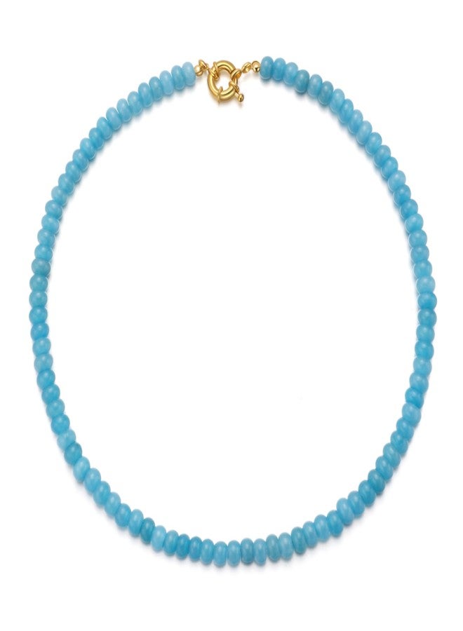 chorfla Beaded Gemstone Necklaces for Women, Bohemian Colored Choker Natural Stone Bead Decoration Summer Beach Handmade Jewelry Necklace, One size fits all, Gold Plated, natural - Image 1