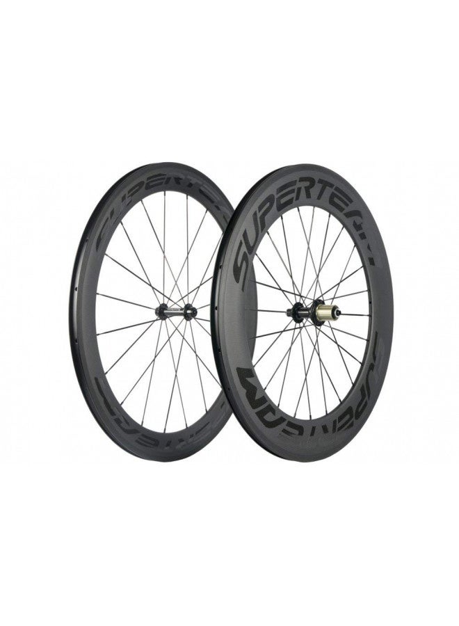 SUPERTEAM Superteam 700c Carbon Bicycle Wheel Front 60mm Rear 88mm Clincher Wheelset with Transparent Decal - Image 2