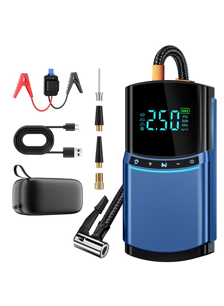 XiuWoo Portable Car Jump Starter with Air Compressor, 10000mAh Jump Box for Car Battery Charger for All Gas and 5L Diesel, 12V Auto Battery Booster Pack w EVA Bag, Jumper Cable, LCD Display, Lights, Power Bank  - Image 1