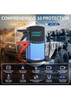 XiuWoo Portable Car Jump Starter with Air Compressor, 10000mAh Jump Box for Car Battery Charger for All Gas and 5L Diesel, 12V Auto Battery Booster Pack w EVA Bag, Jumper Cable, LCD Display, Lights, Power Bank  - Image 4