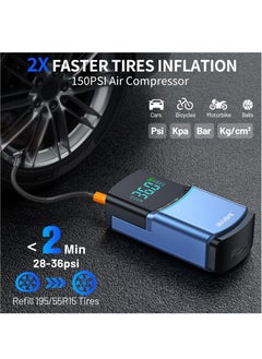 XiuWoo Portable Car Jump Starter with Air Compressor, 10000mAh Jump Box for Car Battery Charger for All Gas and 5L Diesel, 12V Auto Battery Booster Pack w EVA Bag, Jumper Cable, LCD Display, Lights, Power Bank  - Image 5