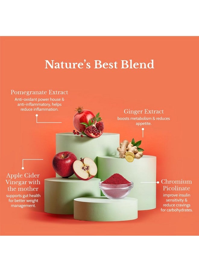 Herb Tantra خل التفاح من هيرب تانtra | مع الكروم بيكولينات والرمان والزنجبيل | إدارة الوزن والتحكم في الرغبات | 15 قرص (عبوة من 4) - Image 3