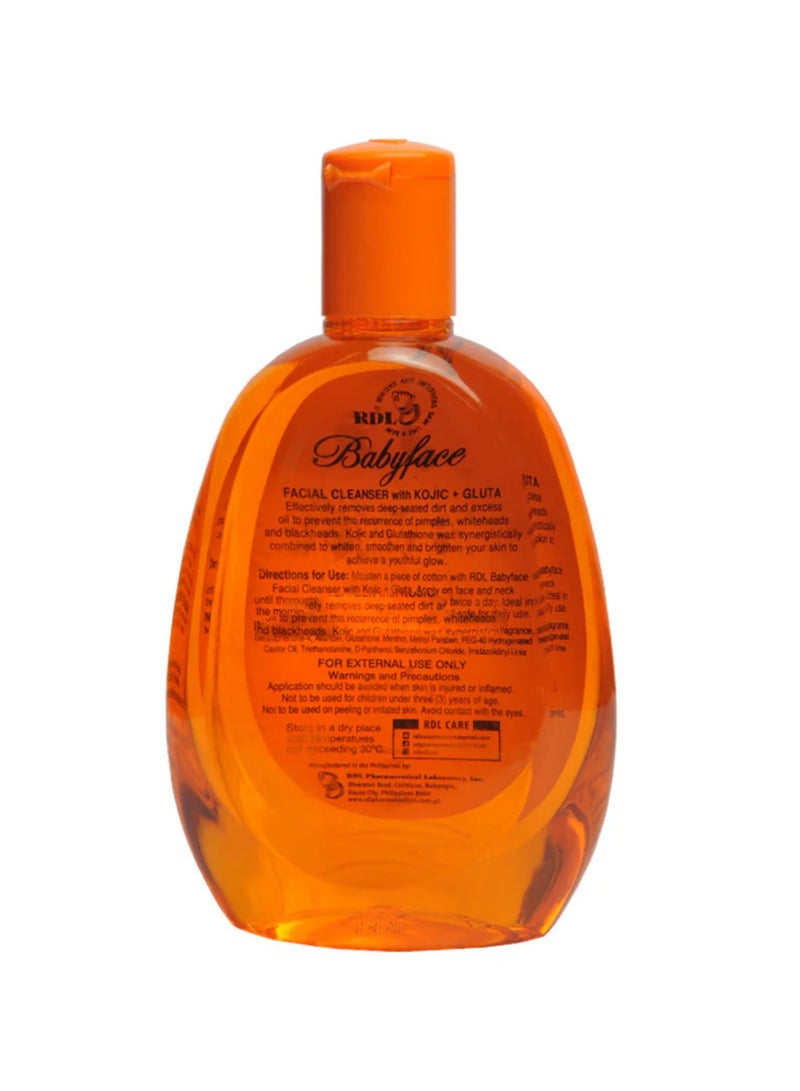 RDL 2 Pack of Babyface facial cleanser with Kojic & Glutathione 250 ml - Image 4