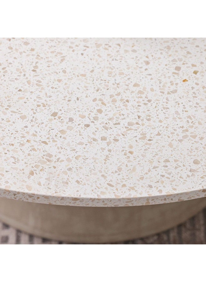 DANUBE HOME Margaret Round Coffee Table Multifunctional Living Room Table Space Saving Center Table Modern Design Furniture For Home L100Xw100Xh40Cm - Beige / Terrazo / Gold - Image 3