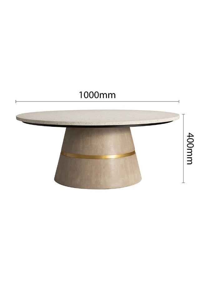 DANUBE HOME Margaret Round Coffee Table Multifunctional Living Room Table Space Saving Center Table Modern Design Furniture For Home L100Xw100Xh40Cm - Beige / Terrazo / Gold - Image 4