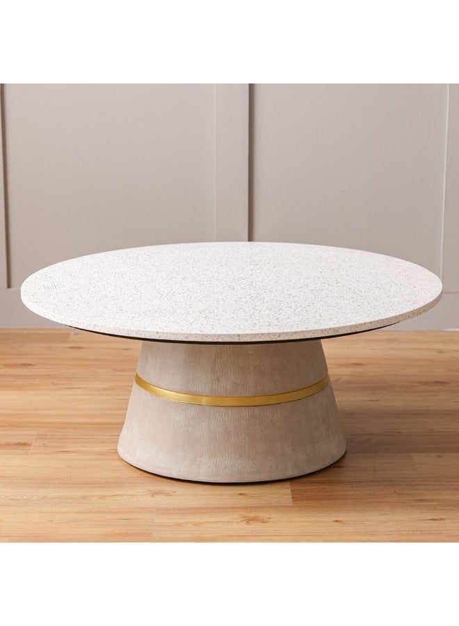 DANUBE HOME Margaret Round Coffee Table Multifunctional Living Room Table Space Saving Center Table Modern Design Furniture For Home L100Xw100Xh40Cm - Beige / Terrazo / Gold - Image 5