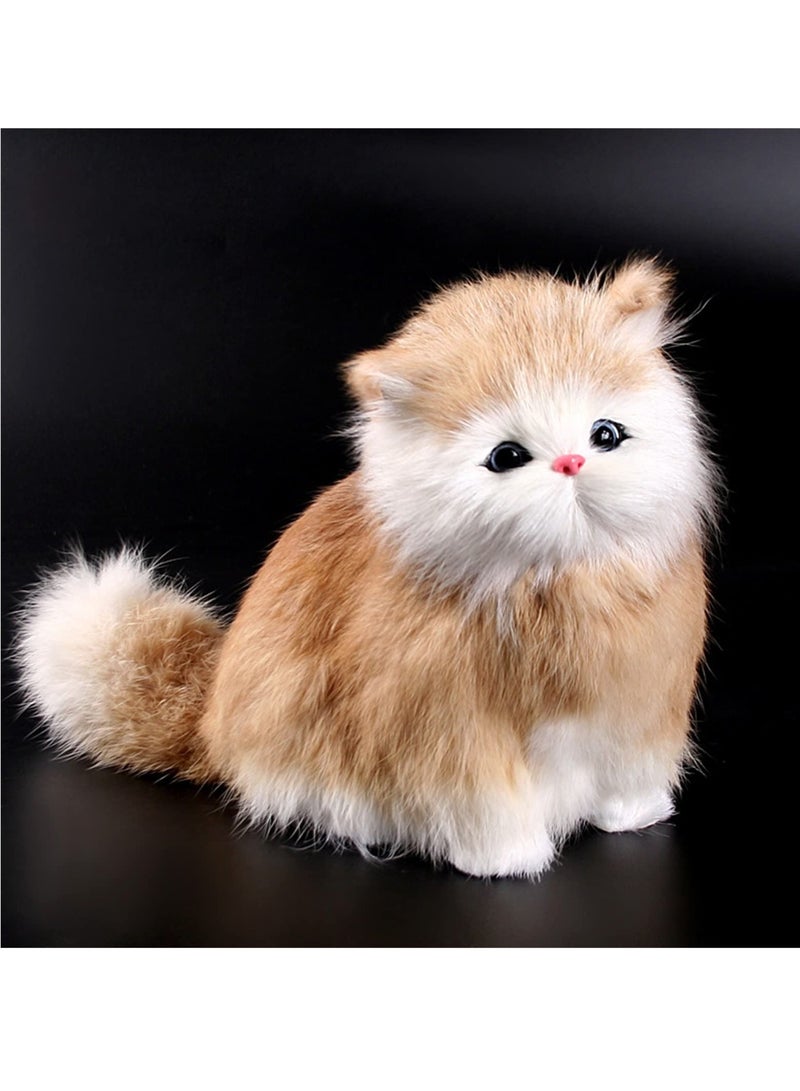 Zikra Stuffed Animals, Realistic Small Cat Cute Plush Toys Birthday for Kids Gifts for Boys and Girls Brown Yellow - Image 3