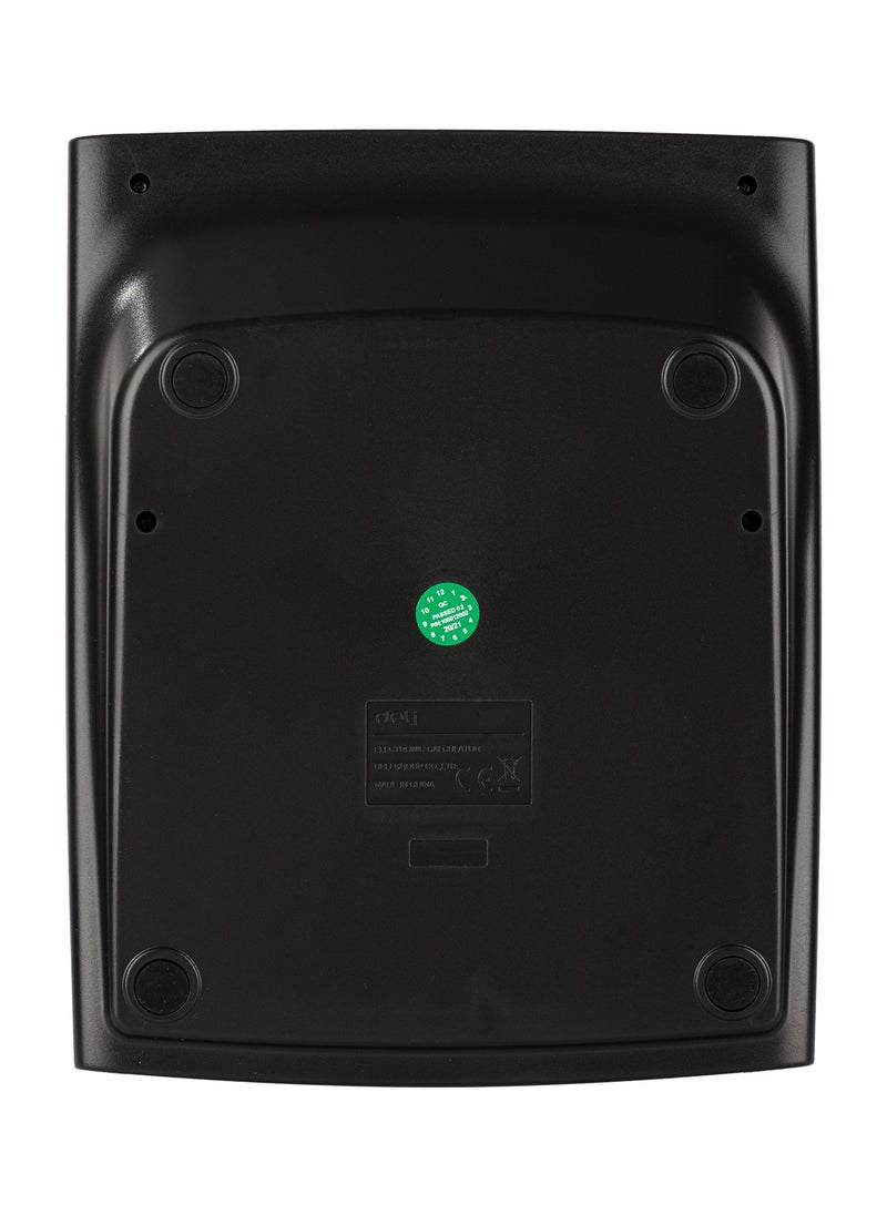 Deli - Deli E1632 12-Digit Desktop Calculator - Solar/LR44 Battery, Black (1PCS/Color Box) - Large Metal Body for Office, School & Industrial Use - Image 1