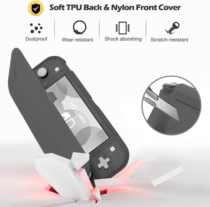 Procase Flip Cover for Nintendo Switch Lite with 2 Pack Tempered Glass Screen Protectors, Slim Protective Case with Magnetically Detachable Front Cover for Nintendo Switch Lite 2019 -Grey - Image 3