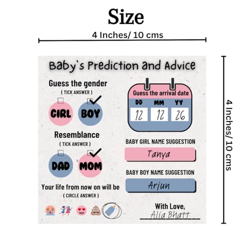 The Decor Cycle, Pack of 20 cards, Baby Shower Decoration Items Gift Cards for Games Wishes Baby Prediction, advice and Name Suggestion Cards Family Members, 4x4 Inches - Image 3