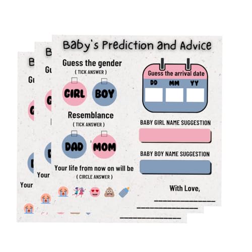 The Decor Cycle, Pack of 20 cards, Baby Shower Decoration Items Gift Cards for Games Wishes Baby Prediction, advice and Name Suggestion Cards Family Members, 4x4 Inches - Image 1
