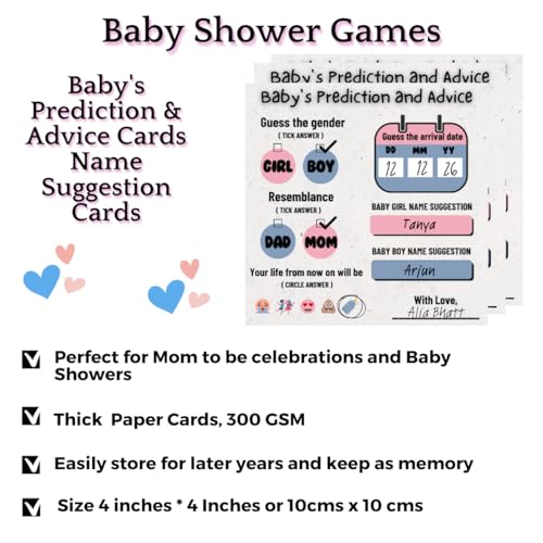 The Decor Cycle, Pack of 20 cards, Baby Shower Decoration Items Gift Cards for Games Wishes Baby Prediction, advice and Name Suggestion Cards Family Members, 4x4 Inches - Image 5