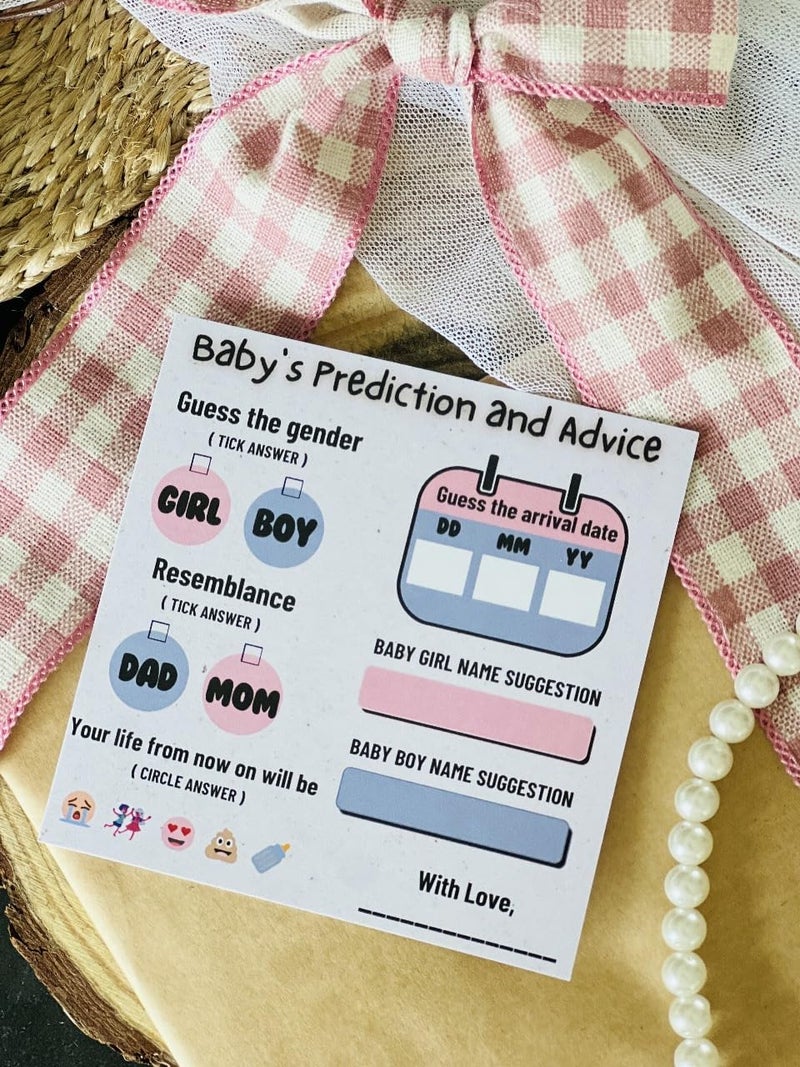 The Decor Cycle, Pack of 20 cards, Baby Shower Decoration Items Gift Cards for Games Wishes Baby Prediction, advice and Name Suggestion Cards Family Members, 4x4 Inches - Image 2