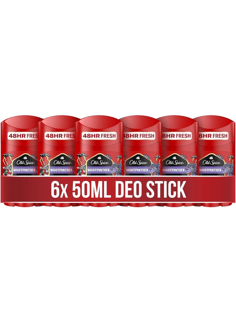 Old Spice Nightpanther Deodorant Stick for Men, 6 x 50 ml, 48H  - Image 1