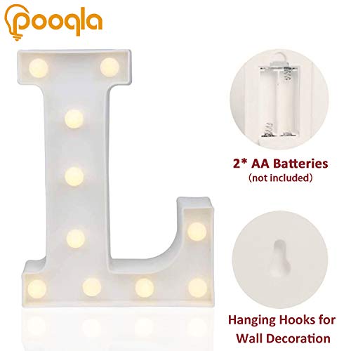 Pooqla أضواء حروف ماركيه LED من Pooqla، حرف الأبجدية مضيء لتزيين حفلات المنزل والزفاف L - Image 2