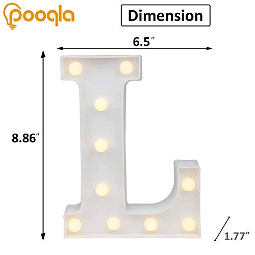 Pooqla أضواء حروف ماركيه LED من Pooqla، حرف الأبجدية مضيء لتزيين حفلات المنزل والزفاف L - Image 3