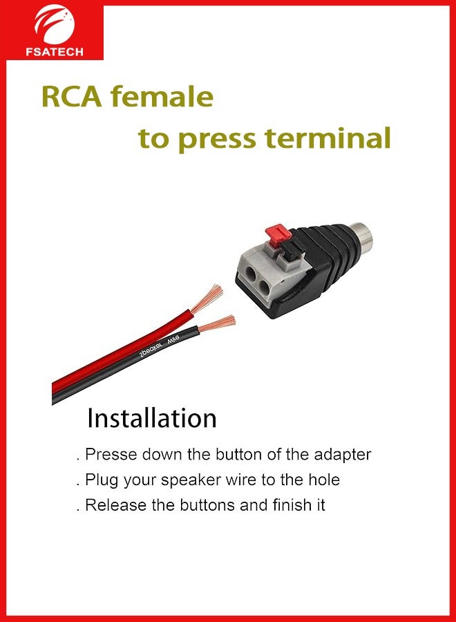 FSATECH 10 قطعة سلك مكبر الصوت كابل إلى الصوت أنثى كابل المهنية جاك الصحافة التوصيل RCA موصل كابل محول - Image 2