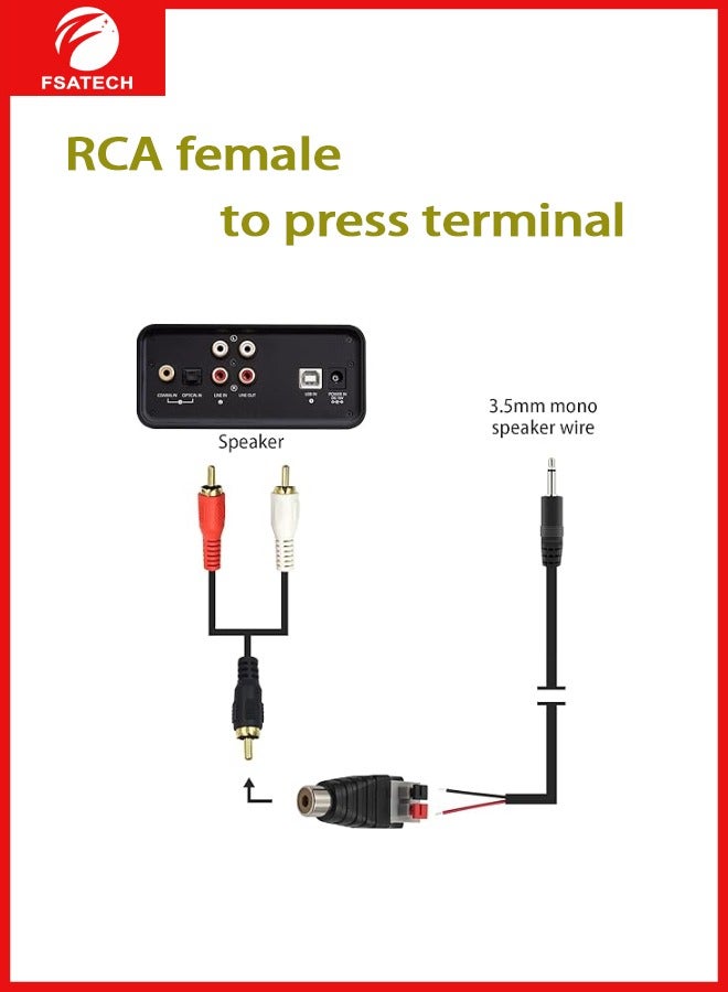 FSATECH 10 قطعة سلك مكبر الصوت كابل إلى الصوت أنثى كابل المهنية جاك الصحافة التوصيل RCA موصل كابل محول - Image 3