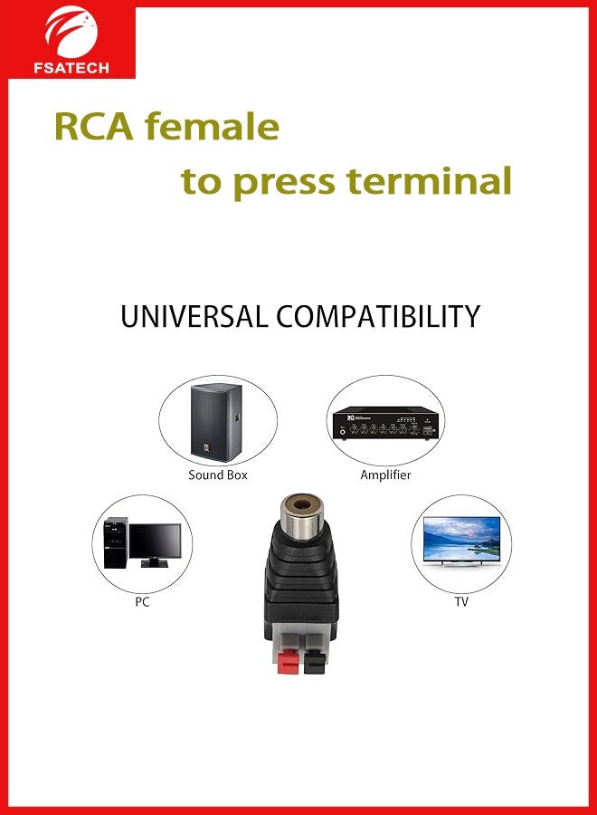 FSATECH 10 قطعة سلك مكبر الصوت كابل إلى الصوت أنثى كابل المهنية جاك الصحافة التوصيل RCA موصل كابل محول - Image 4