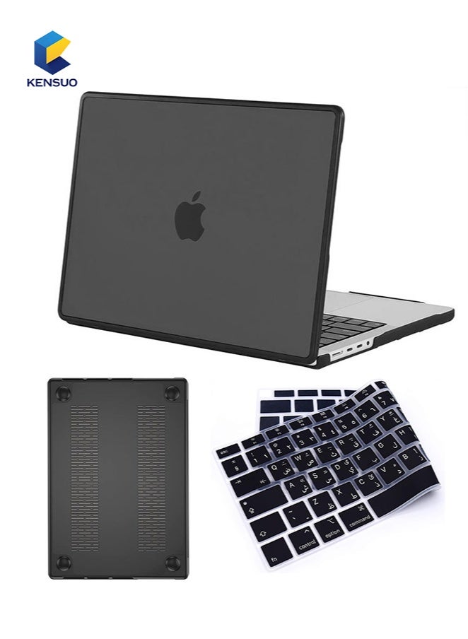 كينسو حافظة ماك بوك برو مقاس 16 بوصة باللون الأسود، غطاء واقٍ صلب شديد التحمل طراز 2024-2021 طراز M3 A2991 A2780 A2485 M2 M1 مع معرف اللمس، حافظة صلبة مضادة للكسر وبصمات الأصابع مع غطاء لوحة المفاتيح - Image 1