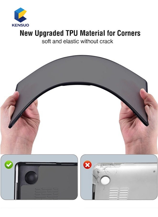 كينسو حافظة ماك بوك برو مقاس 16 بوصة باللون الأسود، غطاء واقٍ صلب شديد التحمل طراز 2024-2021 طراز M3 A2991 A2780 A2485 M2 M1 مع معرف اللمس، حافظة صلبة مضادة للكسر وبصمات الأصابع مع غطاء لوحة المفاتيح - Image 2