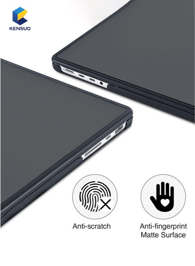 كينسو حافظة ماك بوك برو مقاس 16 بوصة باللون الأسود، غطاء واقٍ صلب شديد التحمل طراز 2024-2021 طراز M3 A2991 A2780 A2485 M2 M1 مع معرف اللمس، حافظة صلبة مضادة للكسر وبصمات الأصابع مع غطاء لوحة المفاتيح - Image 4