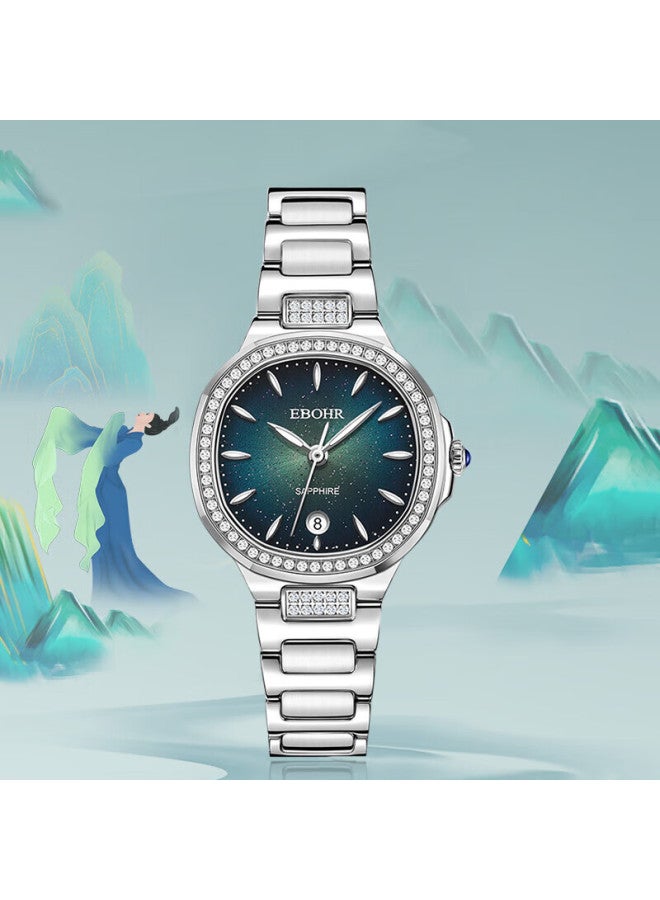 Ebohr Women's Diamond-studded Luxury Quartz Steel Band Watch For Women, Niche Brand Ladies' Watch, Valentine's Day Birthday Gift - Image 4