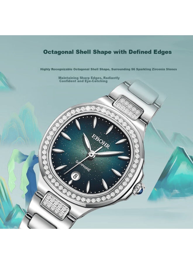 Ebohr Women's Diamond-studded Luxury Quartz Steel Band Watch For Women, Niche Brand Ladies' Watch, Valentine's Day Birthday Gift - Image 5