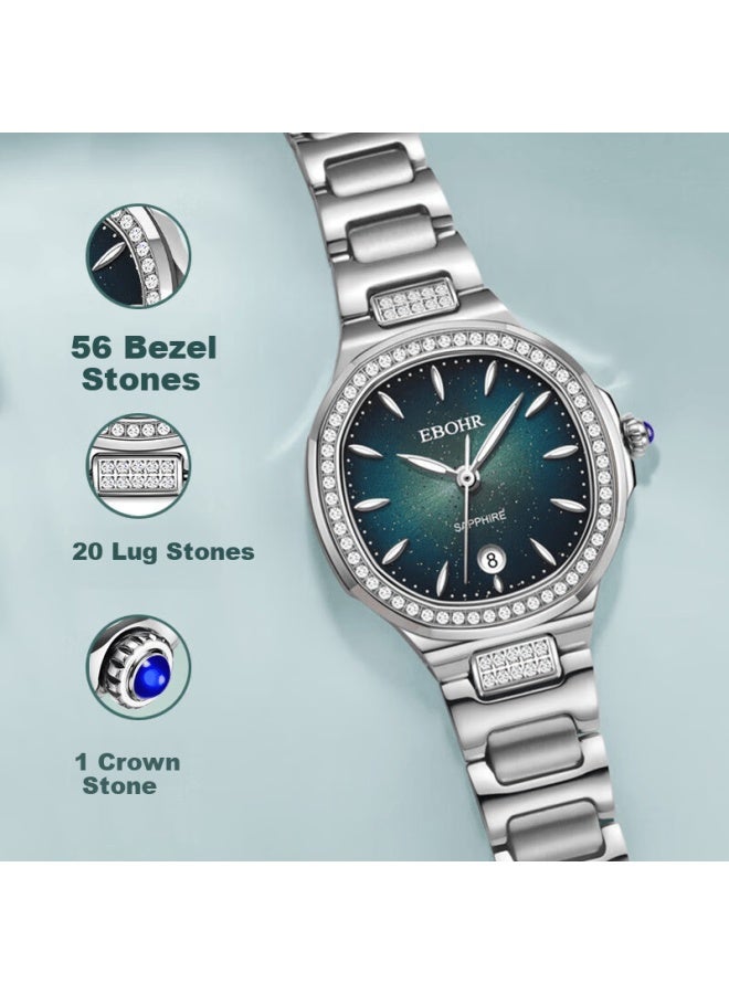 Ebohr Women's Diamond-studded Luxury Quartz Steel Band Watch For Women, Niche Brand Ladies' Watch, Valentine's Day Birthday Gift - Image 2