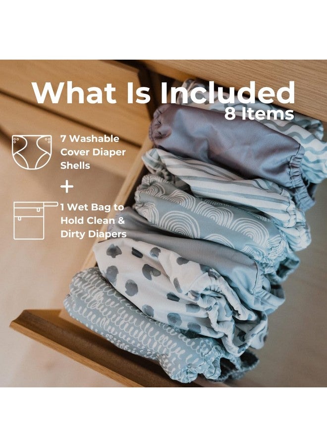 Nora's Nursery Cloth Diaper Cover, Reusable Cover with Snap Closure, Shell for Prefold, Flat, or Fitted Inserts, Includes Wet Bag - Something Blue - Image 2