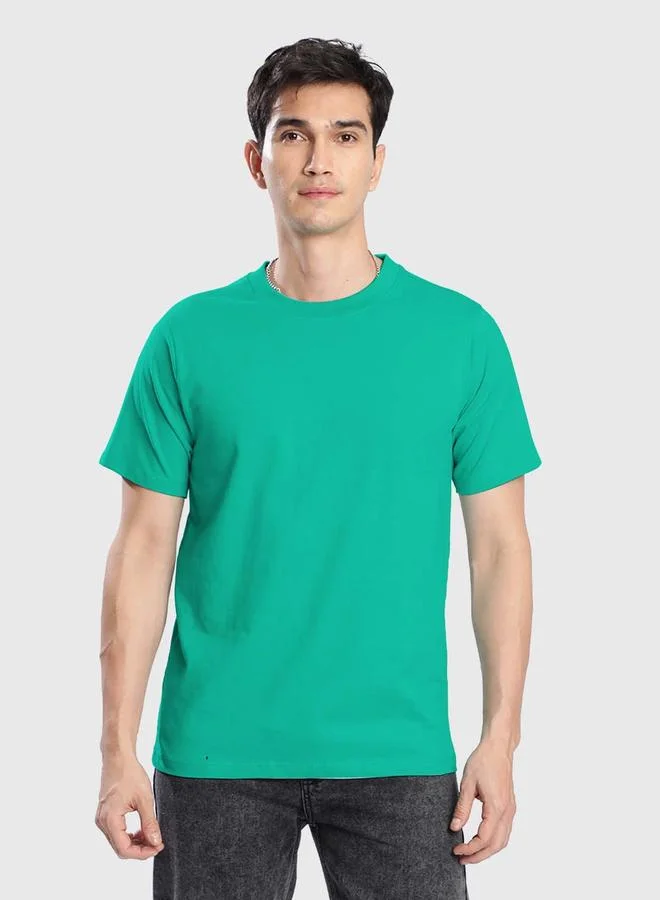 Styli Men Green Solid Regular Fit T-Shirt By Bene Kleed