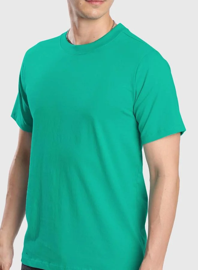 ستايلي Men Green Solid Regular Fit T-Shirt By Bene Kleed