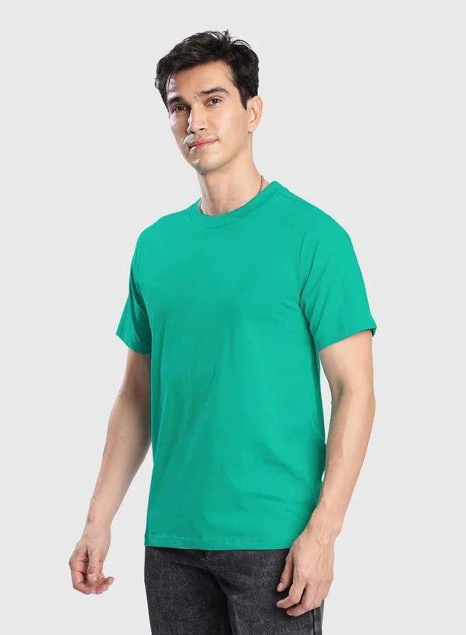 ستايلي Men Green Solid Regular Fit T-Shirt By Bene Kleed