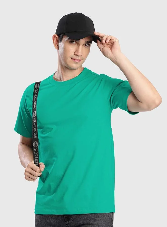 Take Two Men Green Solid Regular Fit T-Shirt