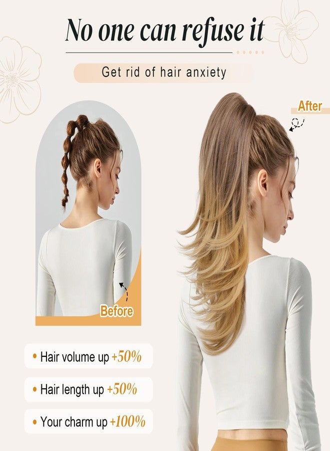 Flufymooz وصلة شعر ذيل حصان من فلوفي موز، 50 سم، مزودة برباط للنساء، ناعمة، ذات مظهر طبيعي، لون بني داكن - Image 4