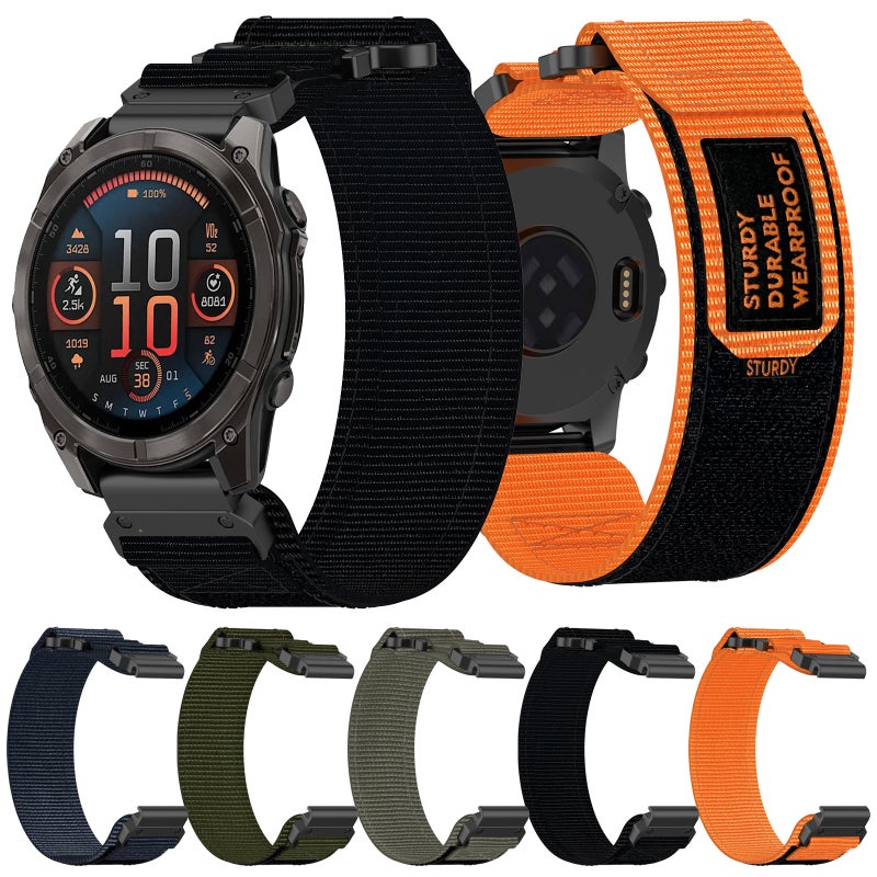 For Garmin Fenix 8 Amoled 51Mm Nylon Hook And Loop Fastener 26Mm Quick Release Watch Band(Blue) - Image 4