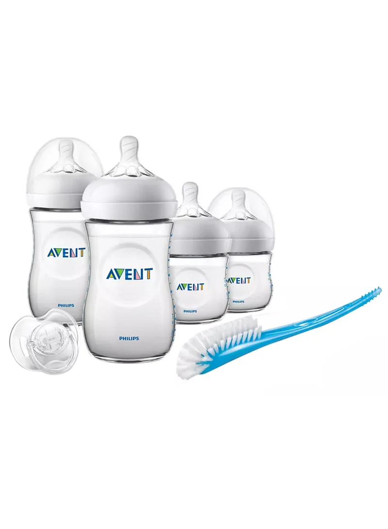 Philips Avent 6-Piece Natural 2.0 Feeding Bottle Set, Super Soft Silicone Nipple, Newborn, 0+ Months - Clear And Blue