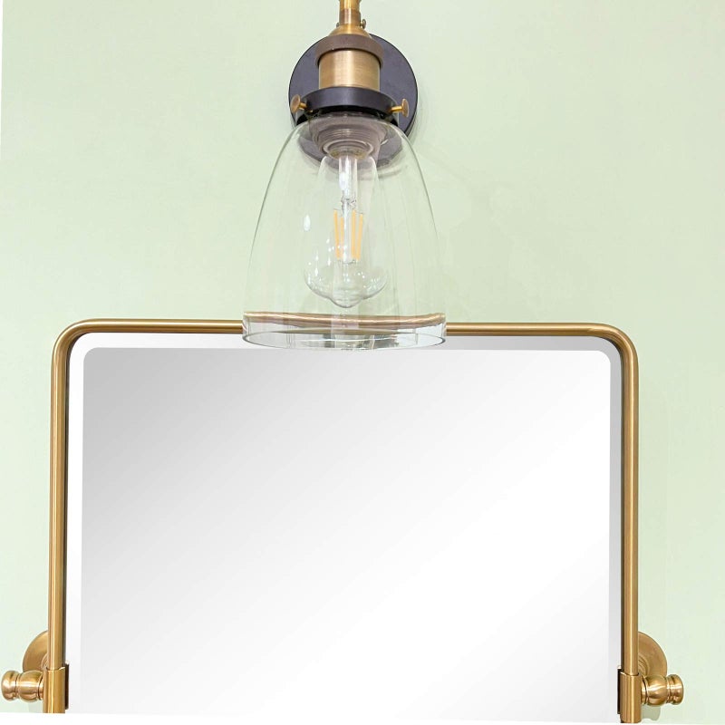 TEHOME Farmhouse Gold Metal Framed Pivot Rectangle Bathroom Mirror Rounded Rectangluar Tilting Beveled Vanity Mirrors for Wall, Overall 22.91 x 24 inches (Mirrror 19 x 24 inches) - Image 5