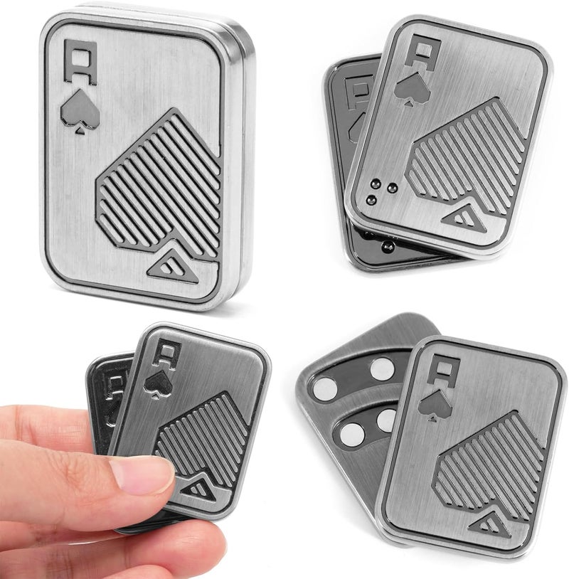 VANANA Metal Poker Finger Slider, EDC Push Card Adult Fidget Toys to Relieve Pressure Stress Anxiety Office Desk Toy (A, Silver) - Image 4