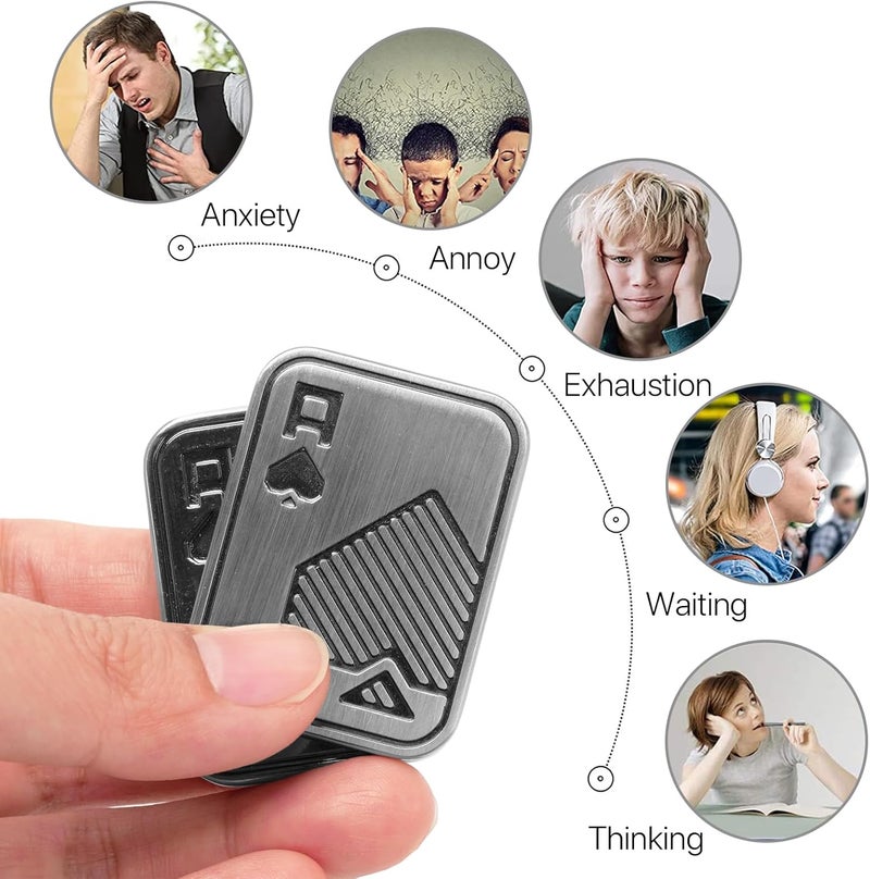 VANANA Metal Poker Finger Slider, EDC Push Card Adult Fidget Toys to Relieve Pressure Stress Anxiety Office Desk Toy (A, Silver) - Image 3