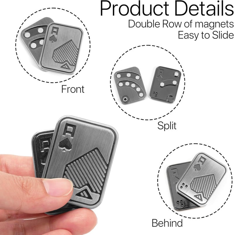VANANA Metal Poker Finger Slider, EDC Push Card Adult Fidget Toys to Relieve Pressure Stress Anxiety Office Desk Toy (A, Silver) - Image 2