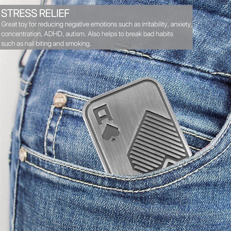 VANANA Metal Poker Finger Slider, EDC Push Card Adult Fidget Toys to Relieve Pressure Stress Anxiety Office Desk Toy (A, Silver) - Image 5