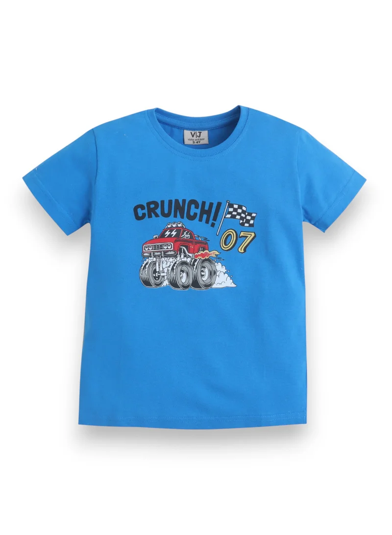 Victor And Jane  Boys Monster Truck Print Cotton Pajama Set – T-Shirt & Full Pants Nightwear for Men | Best Price UAE